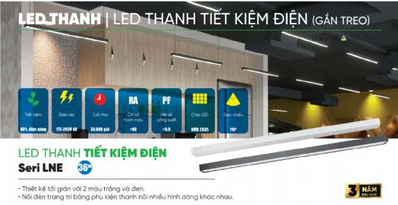 Đèn LED Thanh Vỏ Trắng/ Đen LNE MPE