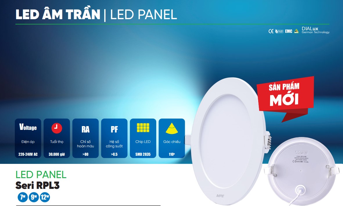 ĐÈN ÂM TRẦN NHỰA CAO CẤP RPL3 MPE
